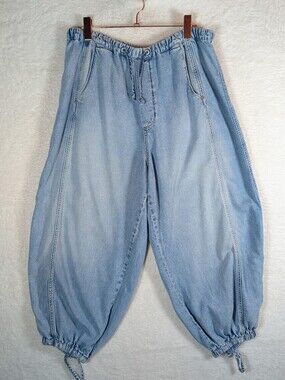 Nwot Baykan Denim Light Wash Balloon Denim Joggers Fi Up To Large Easily